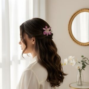 #379 HAND CRAFTED Hairclip Handcrafted Handmade Orchid Dried Purple White